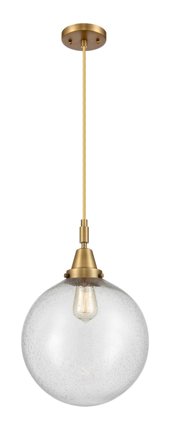 One Light Mini Pendant by Innovations - Caden Collection, Brushed Brass Finish - 447-1P-BB-G204-12