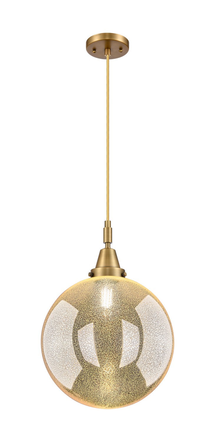 One Light Mini Pendant by Innovations - Caden Collection, Brushed Brass Finish - 447-1P-BB-G208-12