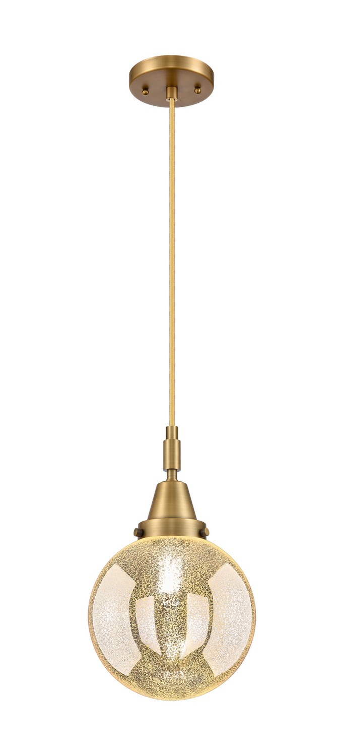 One Light Mini Pendant by Innovations - Caden Collection, Brushed Brass Finish - 447-1P-BB-G208-8