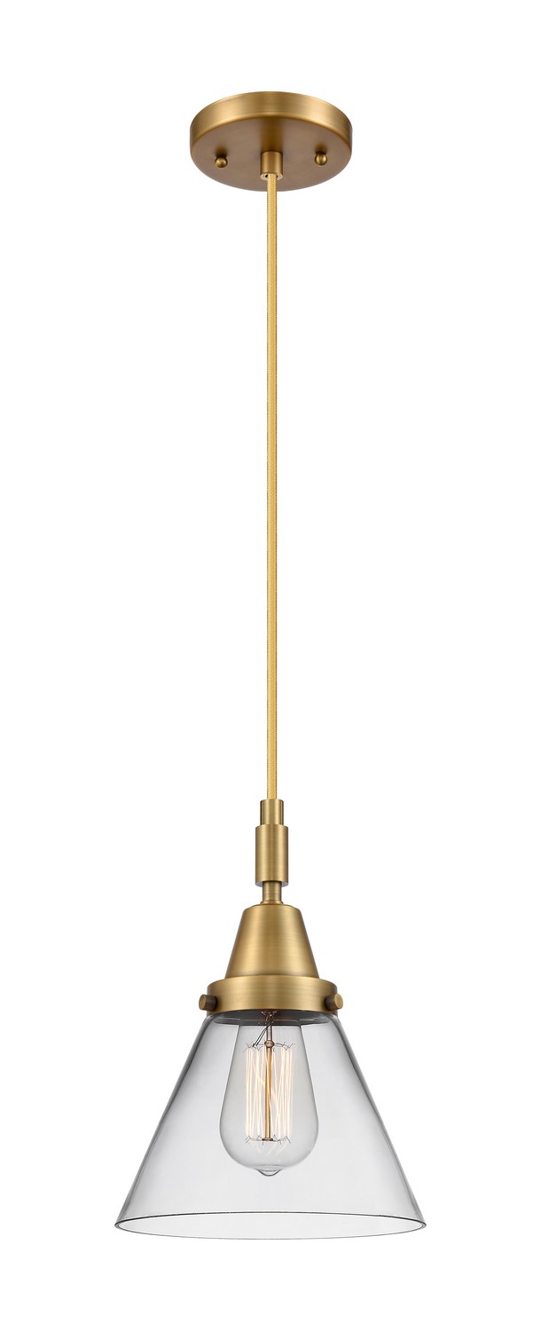 One Light Mini Pendant by Innovations - Caden Collection, Brushed Brass Finish - 447-1P-BB-G42