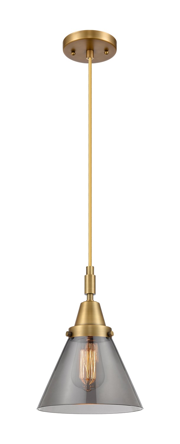 One Light Mini Pendant by Innovations - Caden Collection, Brushed Brass Finish - 447-1P-BB-G43