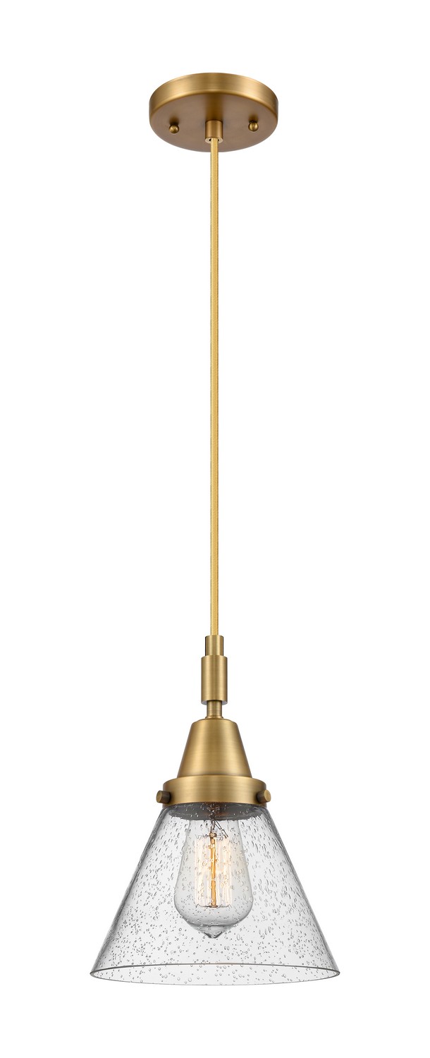 One Light Mini Pendant by Innovations - Caden Collection, Brushed Brass Finish - 447-1P-BB-G44