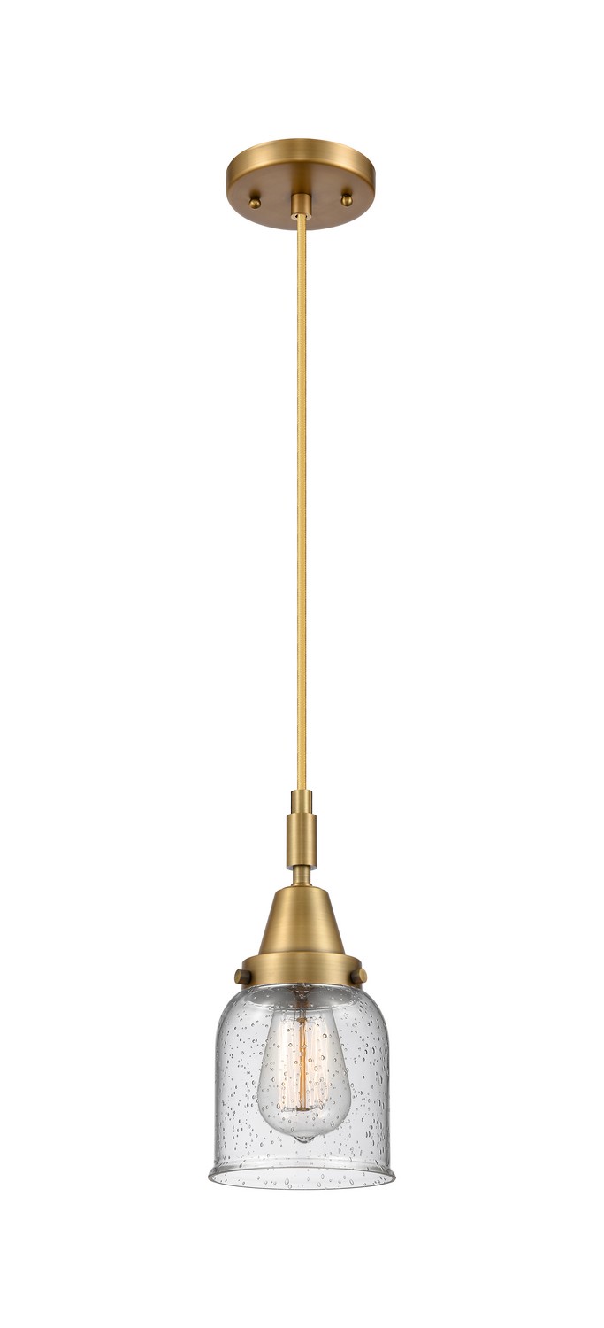 One Light Mini Pendant by Innovations - Caden Collection, Brushed Brass Finish - 447-1P-BB-G54