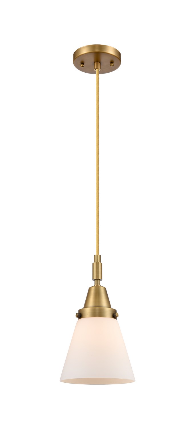 One Light Mini Pendant by Innovations - Caden Collection, Brushed Brass Finish - 447-1P-BB-G61