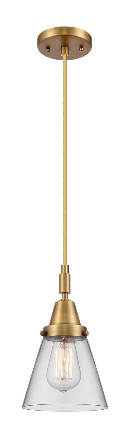 One Light Mini Pendant by Innovations - Caden Collection, Brushed Brass Finish - 447-1P-BB-G62