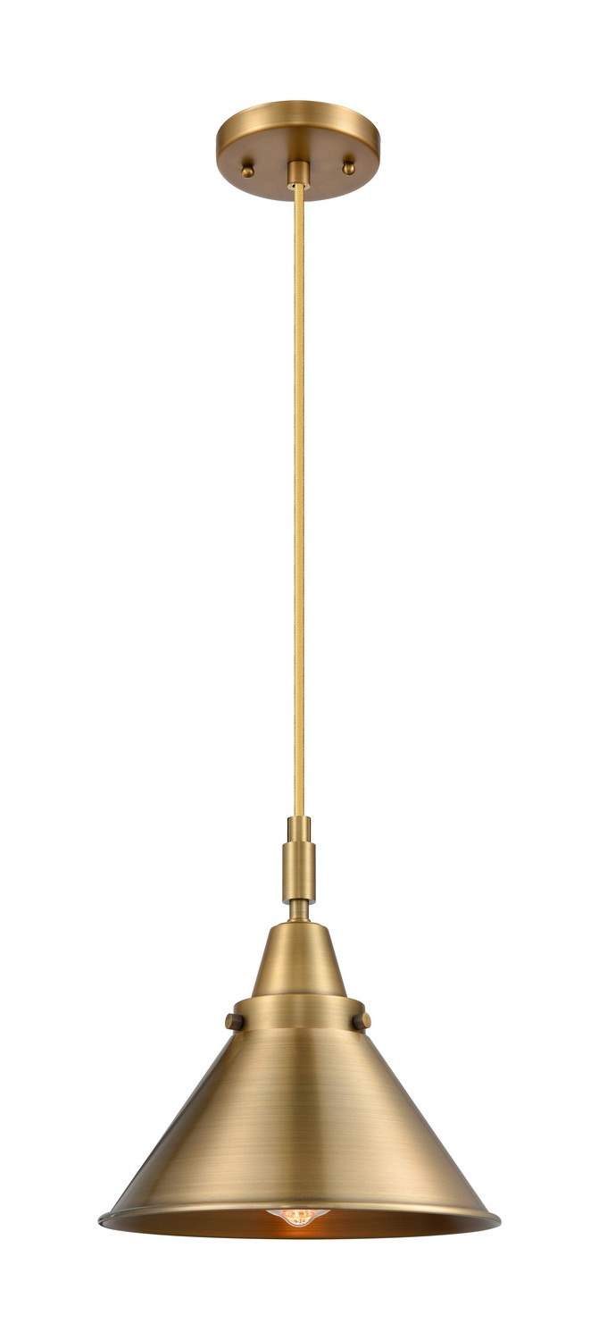 One Light Mini Pendant by Innovations - Caden Collection, Brushed Brass Finish - 447-1P-BB-M10-BB