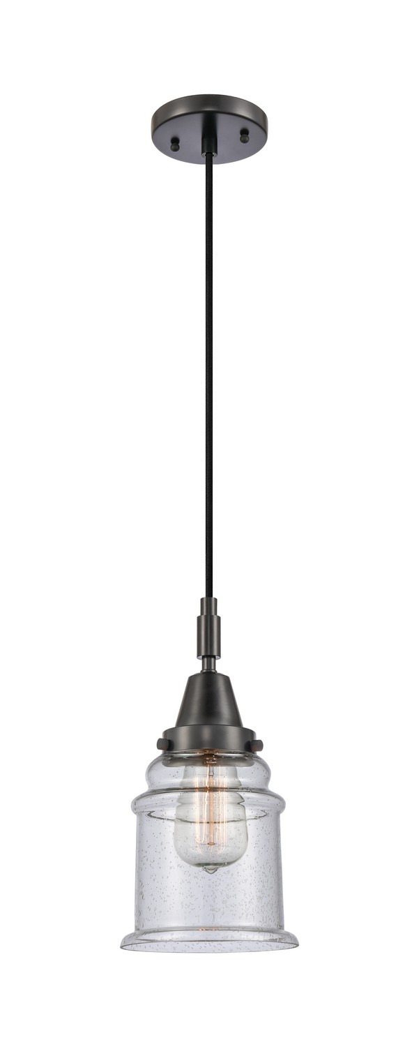 One Light Mini Pendant by Innovations - Caden Collection, Matte Black Finish - 447-1P-BK-G184