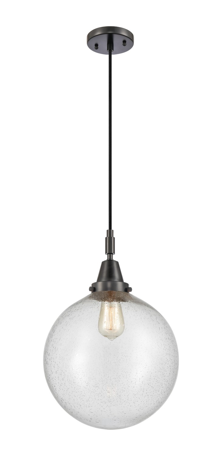 One Light Mini Pendant by Innovations - Caden Collection, Matte Black Finish - 447-1P-BK-G204-12