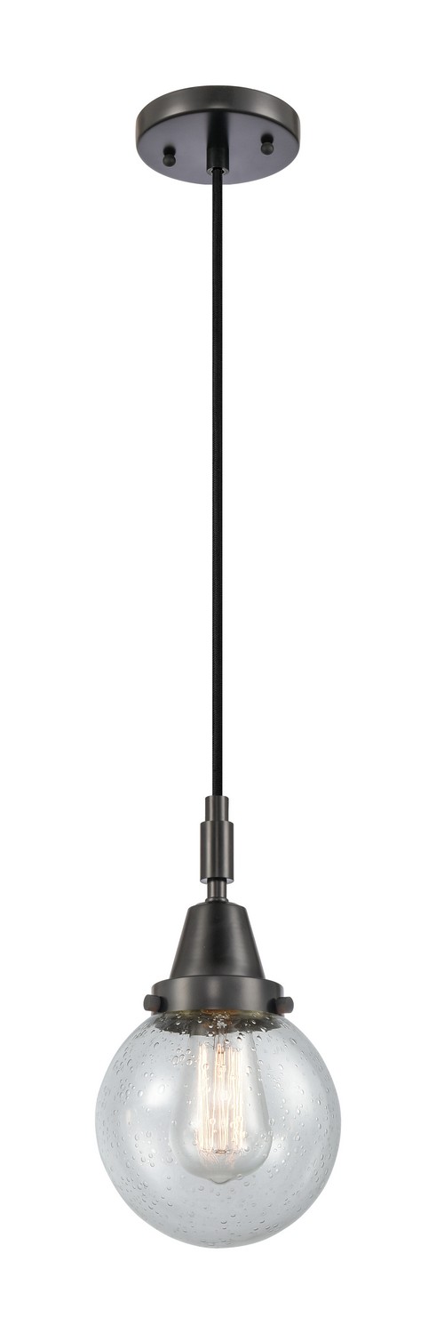 One Light Mini Pendant by Innovations - Caden Collection, Matte Black Finish - 447-1P-BK-G204-6