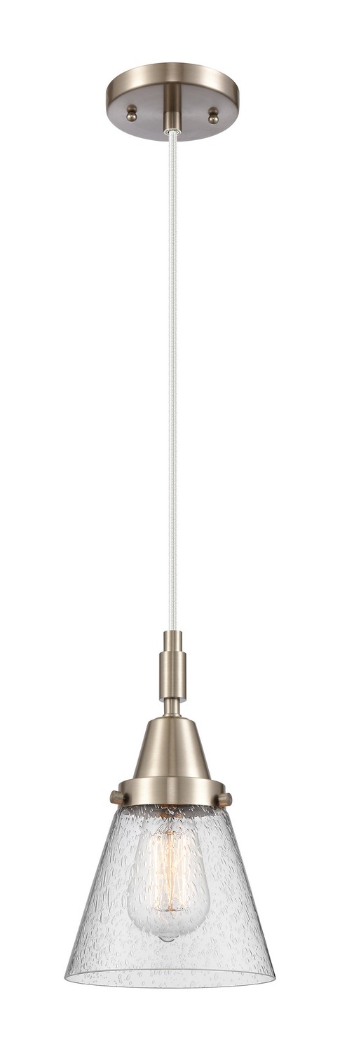 One Light Mini Pendant by Innovations - Caden Collection, Brushed Satin Nickel Finish - 447-1P-SN-G64