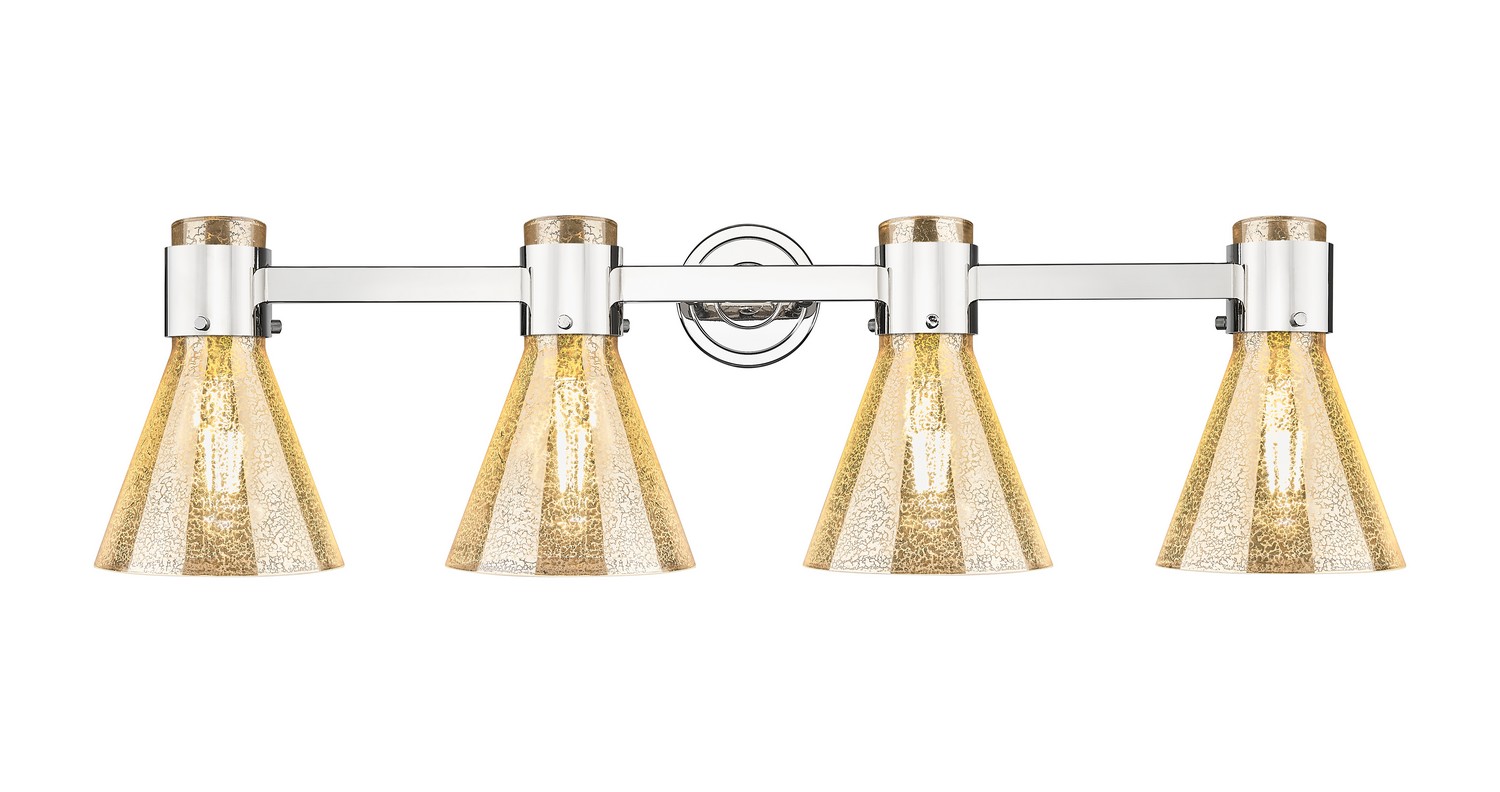 Four Light Bath Vanity by Innovations - Downtown Urban Collection, Polished Nickel Finish - 464-4W-PN-G464C-7ME