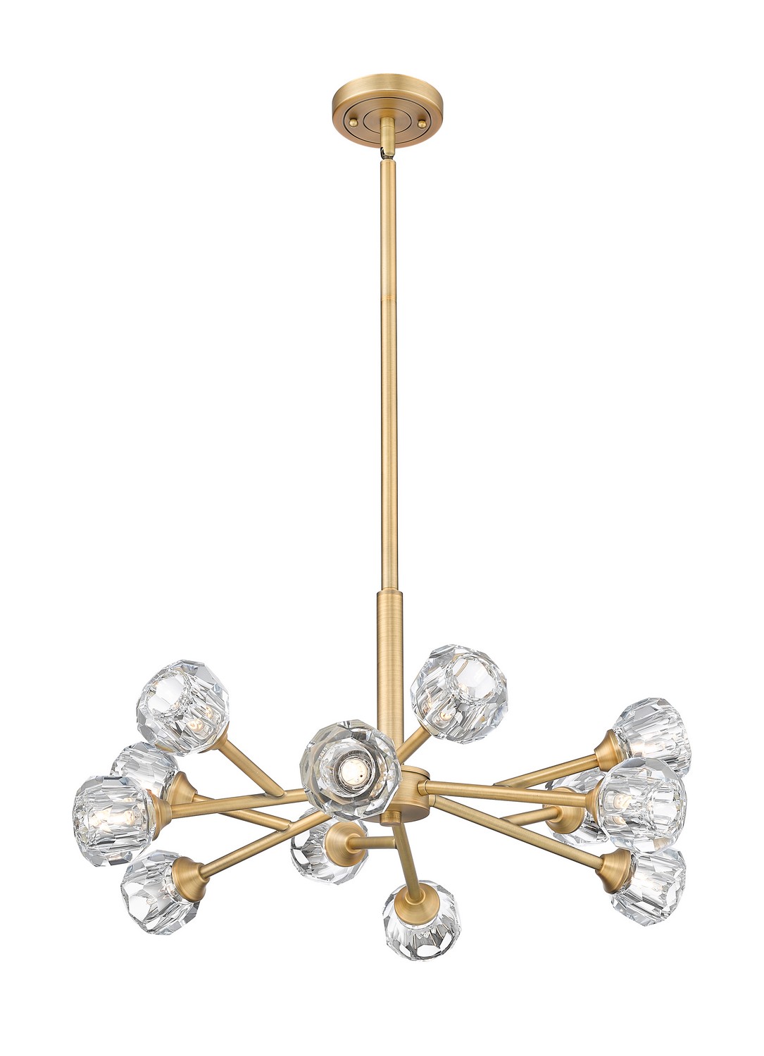 LED Chandelier by Innovations - Downtown Urban Collection, Brushed Brass Finish - 465-12CR-BB-G465-CL