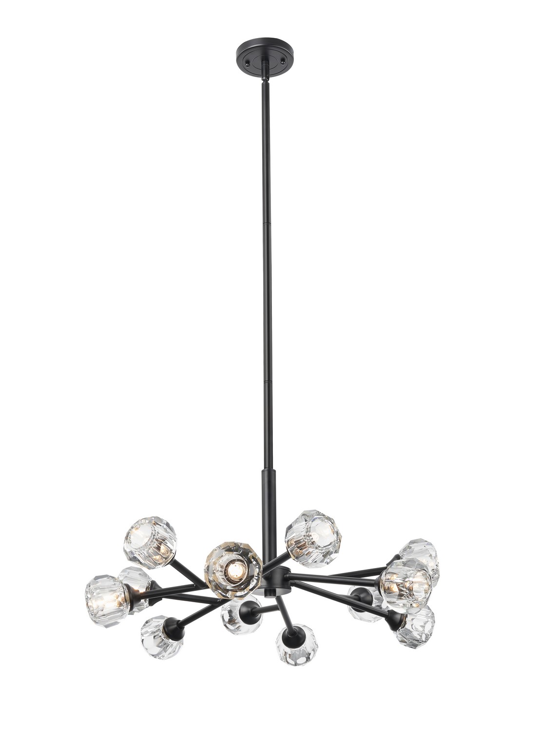 LED Chandelier by Innovations - Downtown Urban Collection, Matte Black Finish - 465-12CR-BK-G465-CL