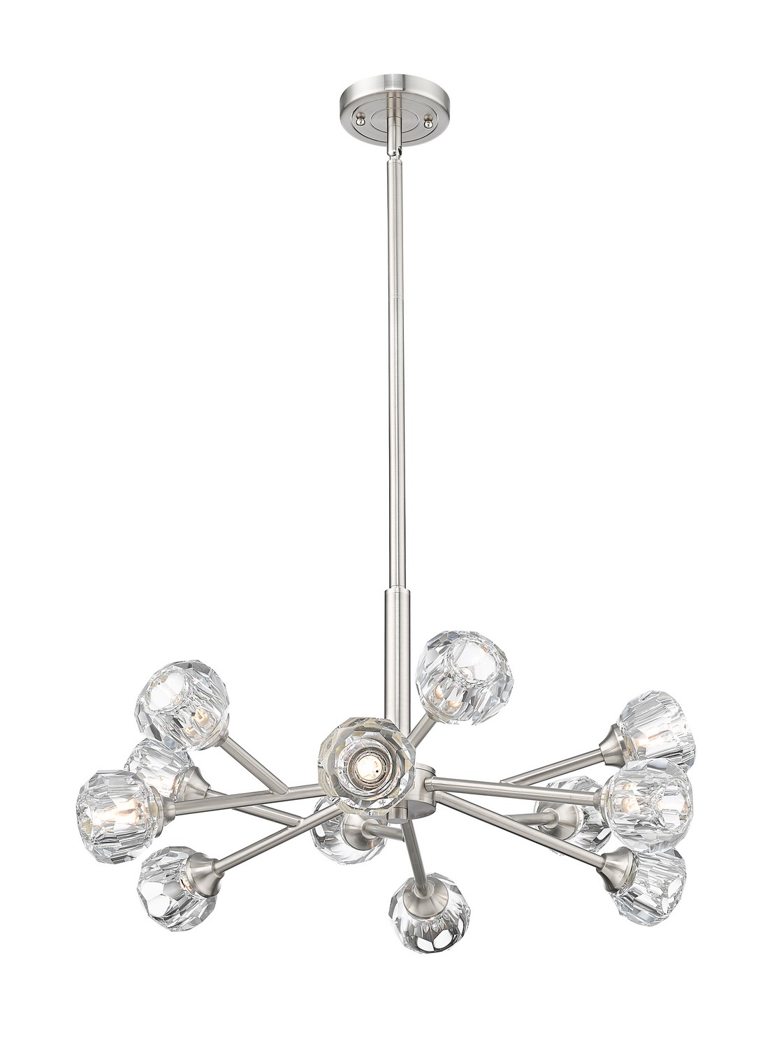 LED Chandelier by Innovations - Downtown Urban Collection, Satin Nickel Finish - 465-12CR-SN-G465-CL