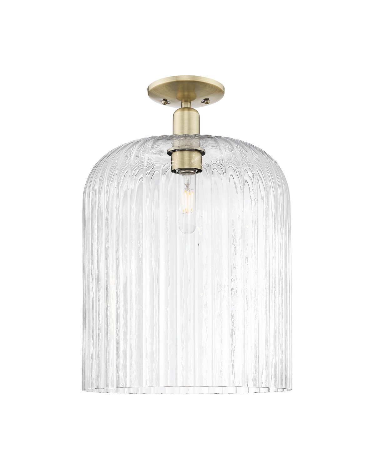 One Light Semi-Flush Mount by Innovations - Arcadia Collection, Antique Brass Finish - 716-1C-AB-G559-12CL