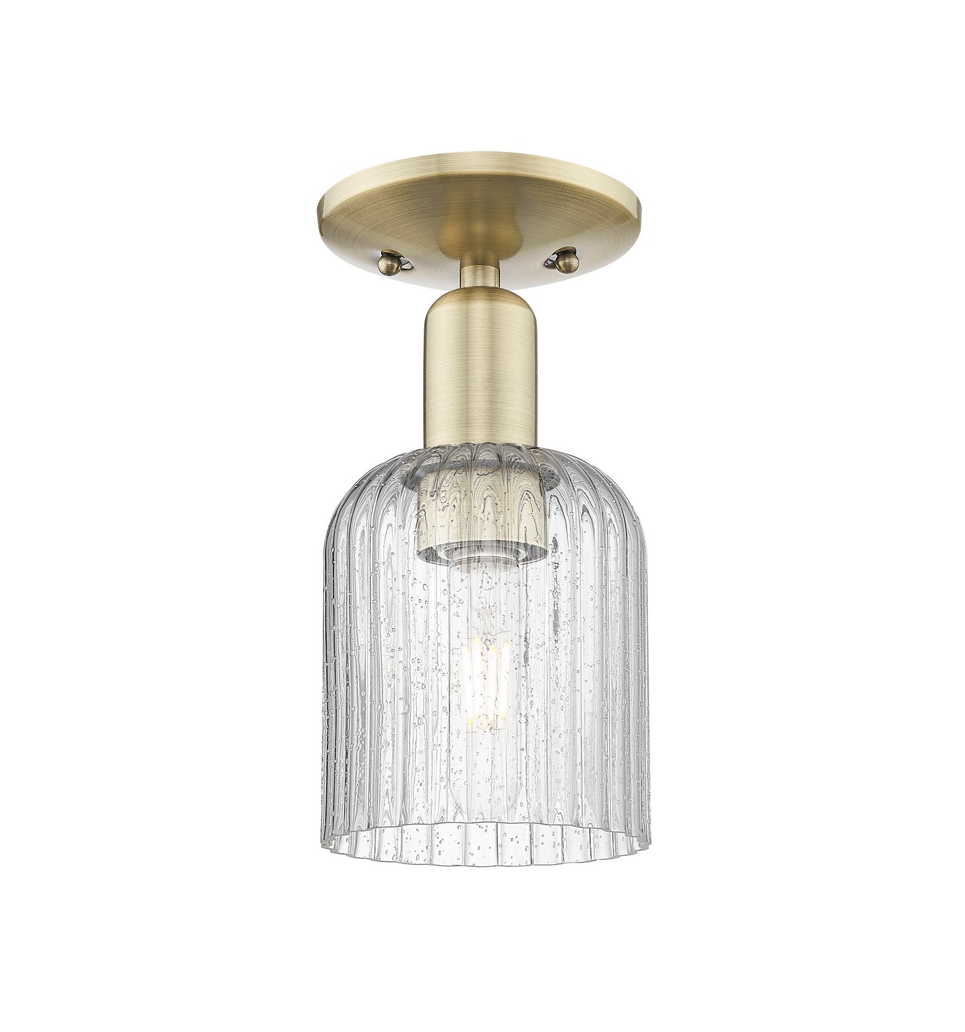 One Light Semi-Flush Mount by Innovations - Arcadia Collection, Antique Brass Finish - 716-1C-AB-G559-5SDY