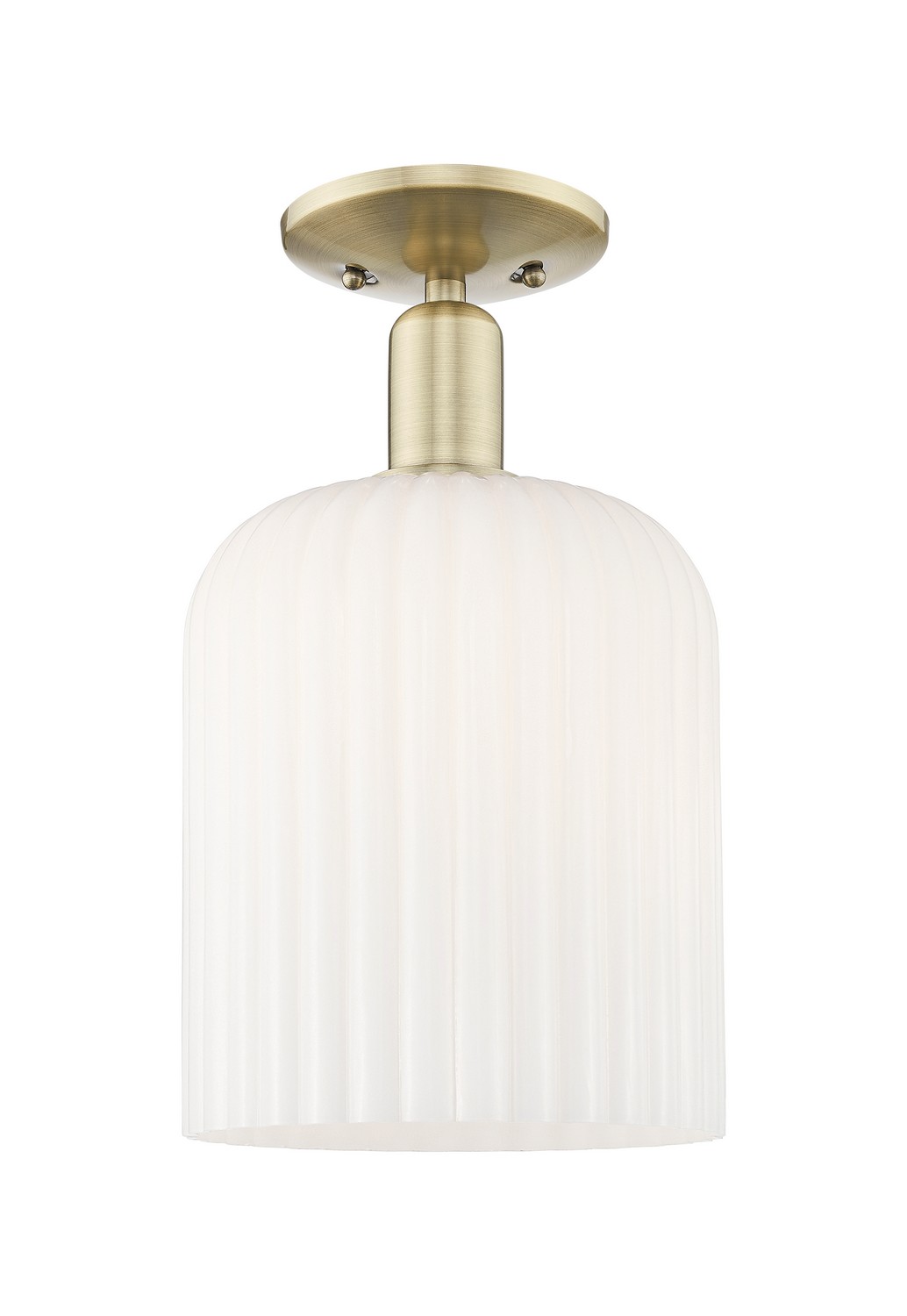 One Light Semi-Flush Mount by Innovations - Arcadia Collection, Antique Brass Finish - 716-1C-AB-G559-8GWH