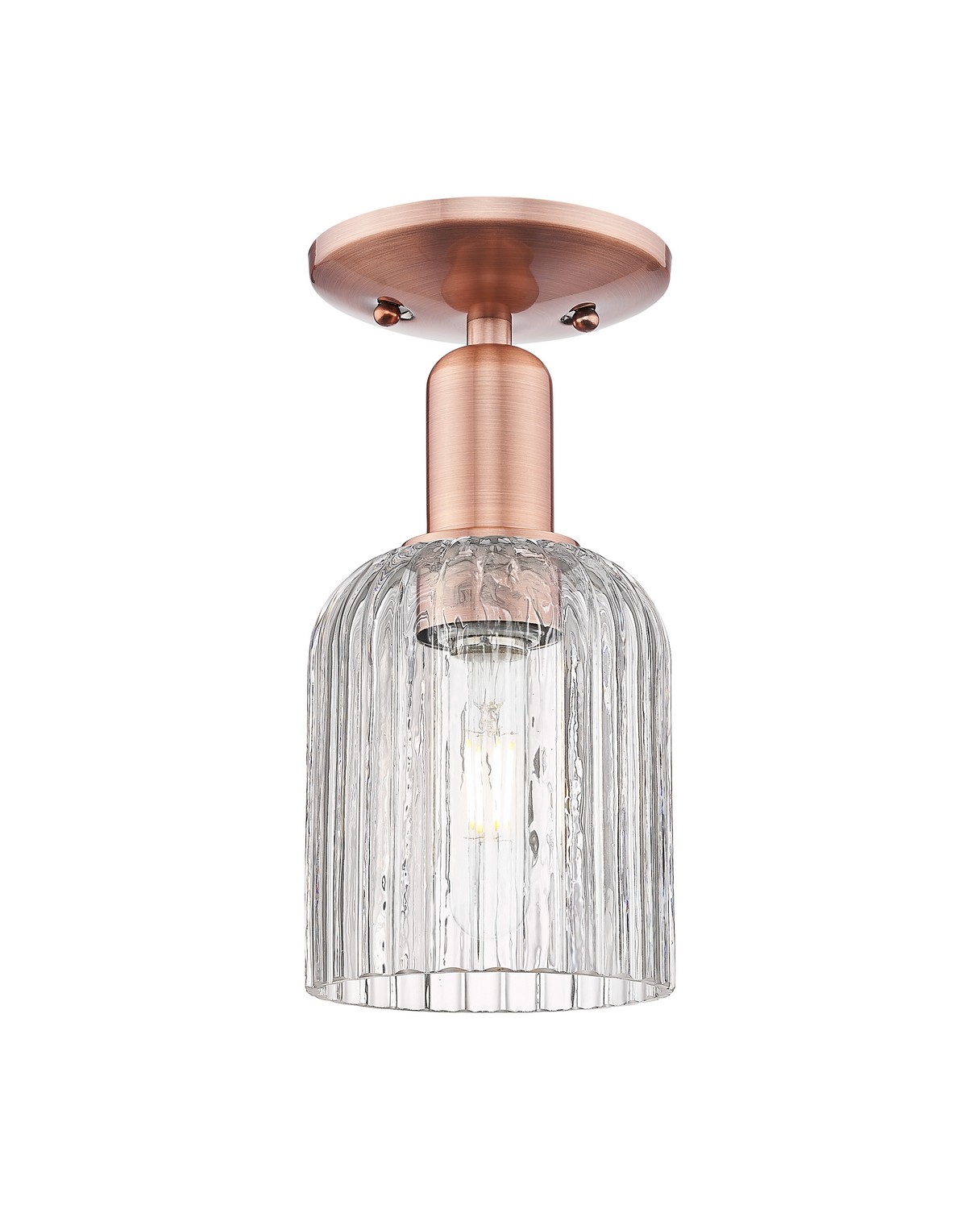 One Light Semi-Flush Mount by Innovations - Arcadia Collection, Antique Copper Finish - 716-1C-AC-G559-5CL