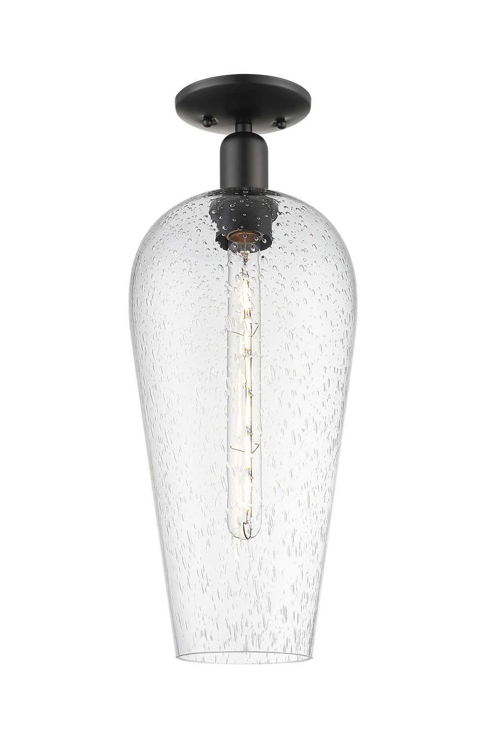 One Light Semi-Flush Mount by Innovations - Arcadia Collection, Matte Black Finish - 716-1C-BK-G456-8SDY