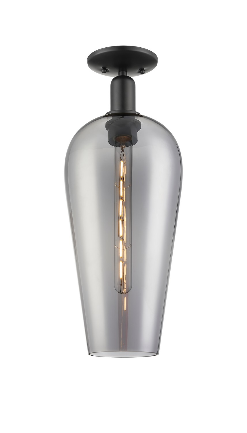 One Light Semi-Flush Mount by Innovations - Arcadia Collection, Matte Black Finish - 716-1C-BK-G456-8SM
