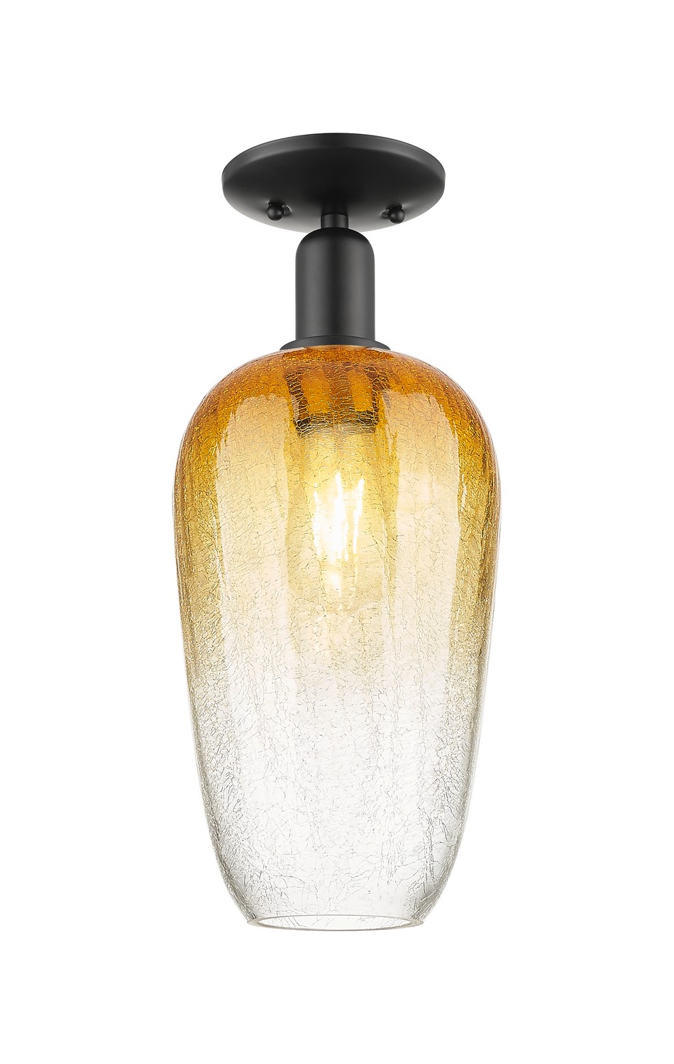 One Light Semi-Flush Mount by Innovations - Arcadia Collection, Matte Black Finish - 716-1C-BK-G484-7AM