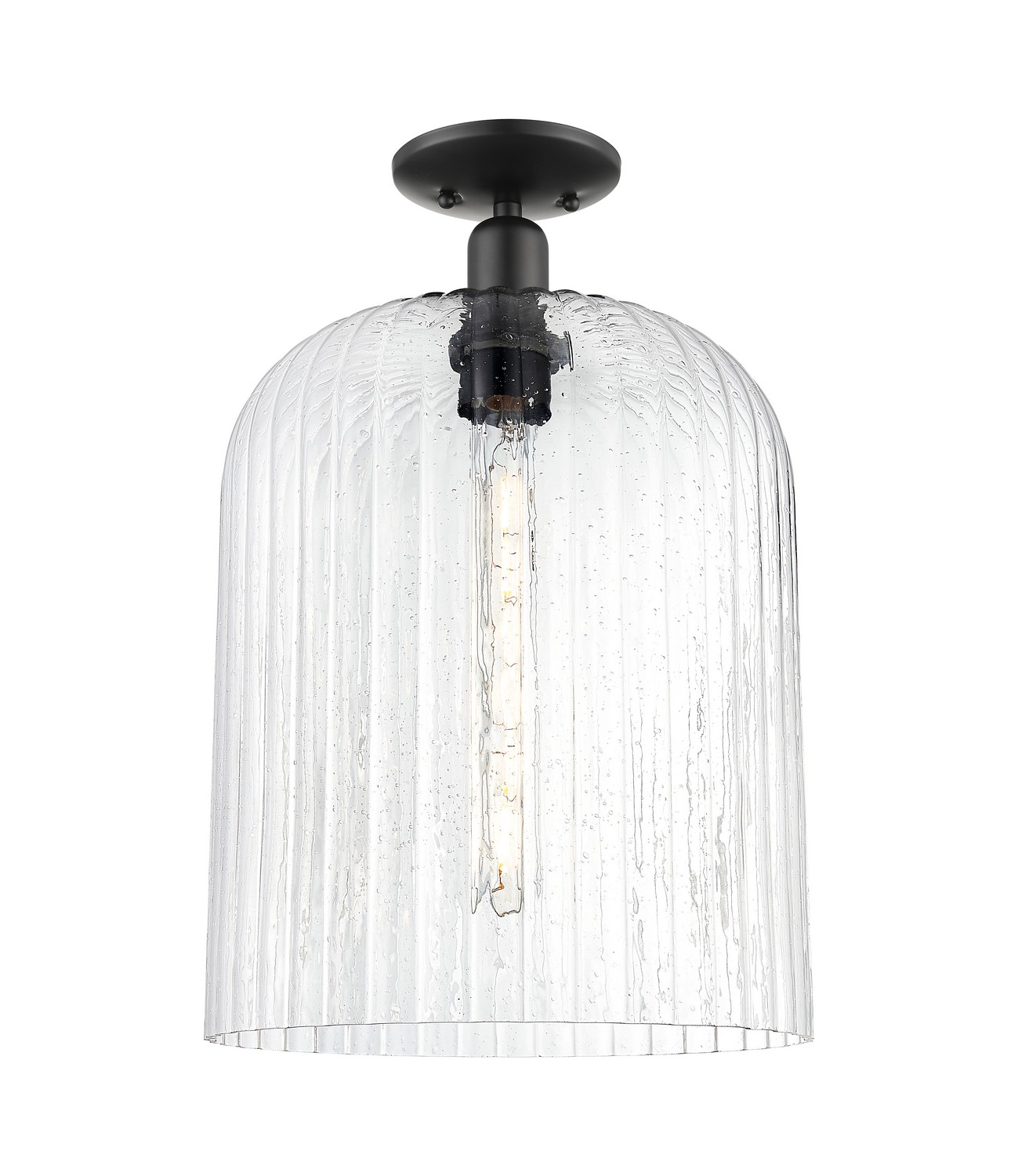 One Light Semi-Flush Mount by Innovations - Arcadia Collection, Matte Black Finish - 716-1C-BK-G559-12SDY