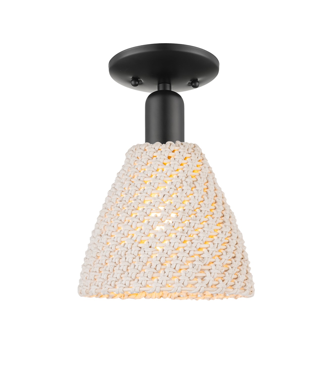 One Light Semi-Flush Mount by Innovations - Arcadia Collection, Matte Black Finish - 716-1C-BK-NBD-75-NAT
