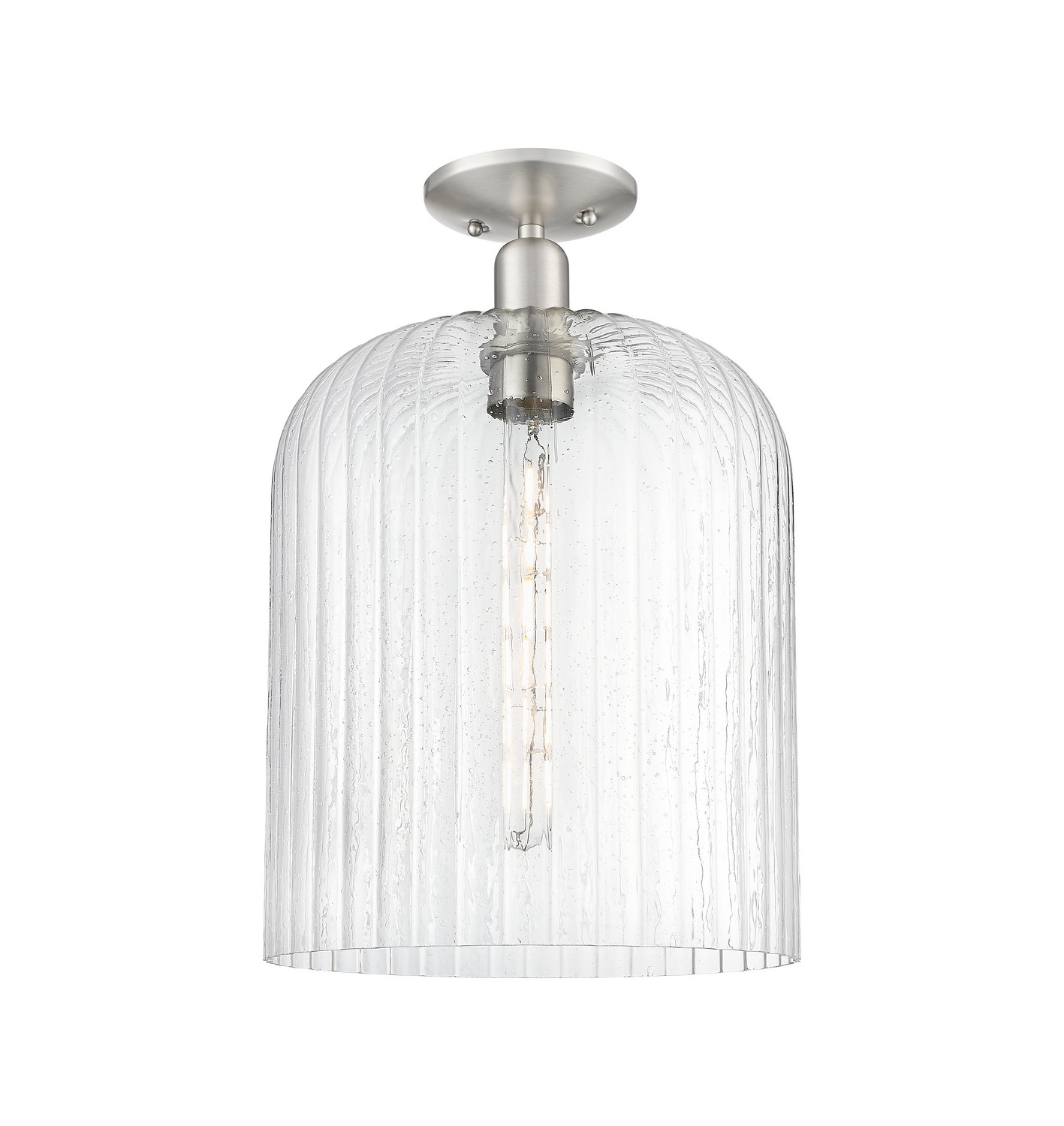 One Light Semi-Flush Mount by Innovations - Arcadia Collection, Brushed Satin Nickel Finish - 716-1C-SN-G559-12SDY