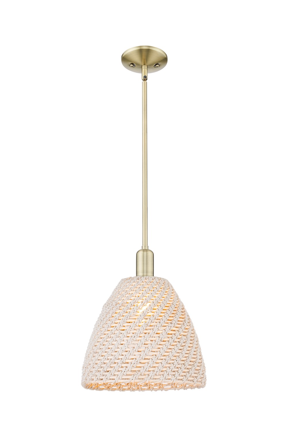 One Light Mini Pendant by Innovations - Arcadia Collection, Antique Brass Finish - 716-1S-AB-NBD-12-NAT