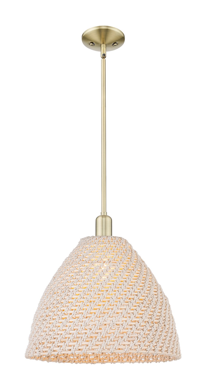 One Light Mini Pendant by Innovations - Arcadia Collection, Antique Brass Finish - 716-1S-AB-NBD-16-NAT