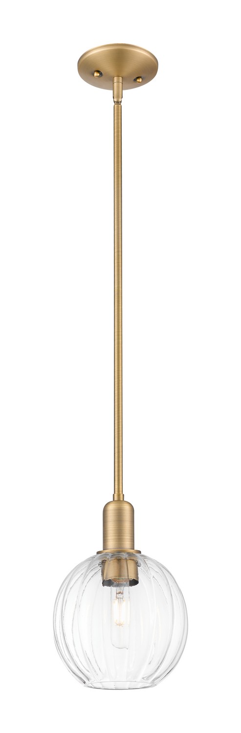 One Light Mini Pendant by Innovations - Arcadia Collection, Brushed Brass Finish - 716-1S-BB-G458-7CL