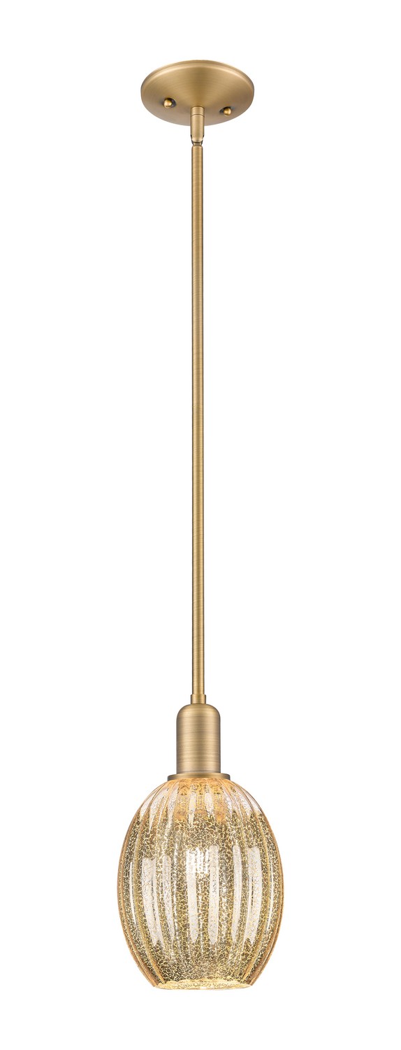 One Light Mini Pendant by Innovations - Arcadia Collection, Brushed Brass Finish - 716-1S-BB-G459-6ME