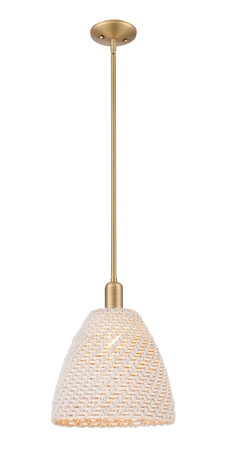 One Light Mini Pendant by Innovations - Arcadia Collection, Brushed Brass Finish - 716-1S-BB-NBD-12-NAT