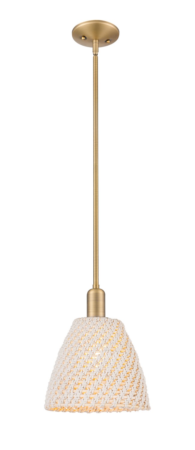 One Light Mini Pendant by Innovations - Arcadia Collection, Brushed Brass Finish - 716-1S-BB-NBD-9-NAT
