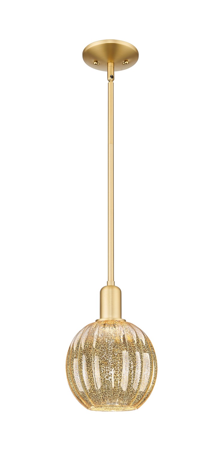 One Light Mini Pendant by Innovations - Arcadia Collection, Satin Gold Finish - 716-1S-SG-G458-7ME