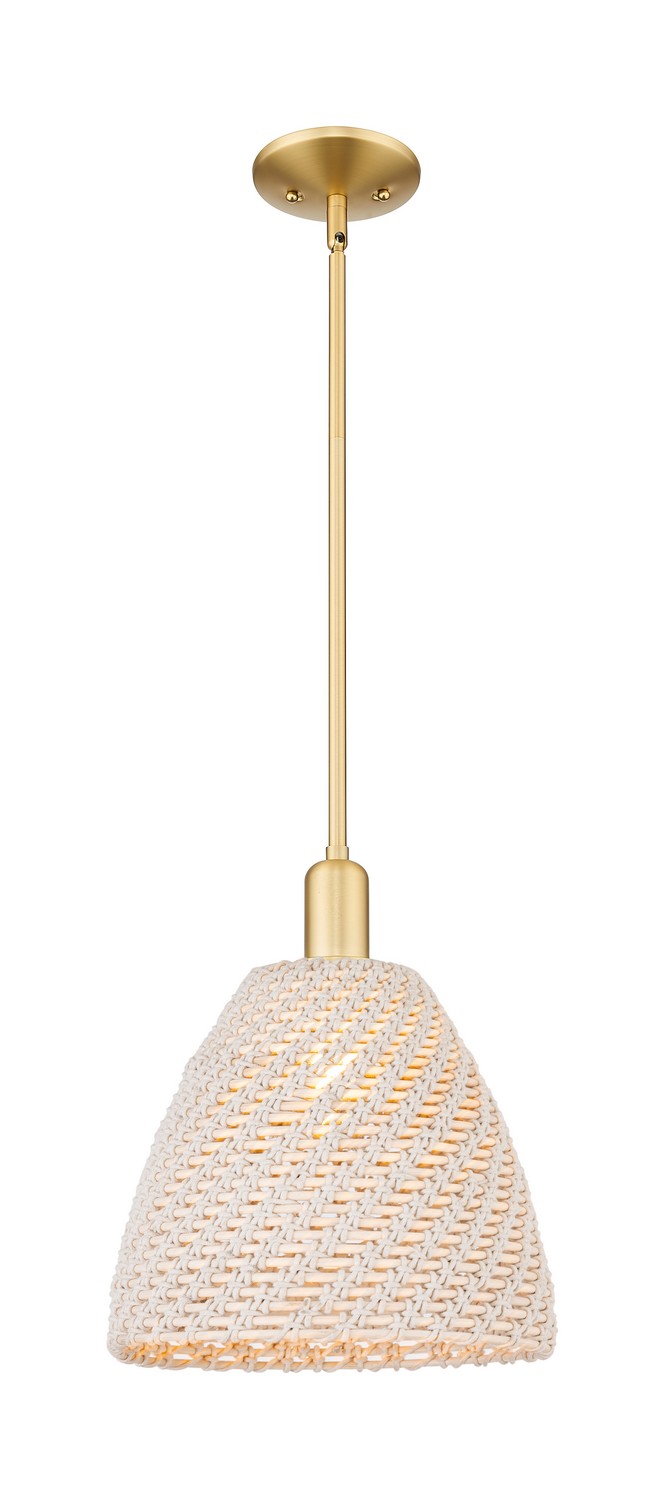 One Light Mini Pendant by Innovations - Arcadia Collection, Satin Gold Finish - 716-1S-SG-NBD-12-NAT