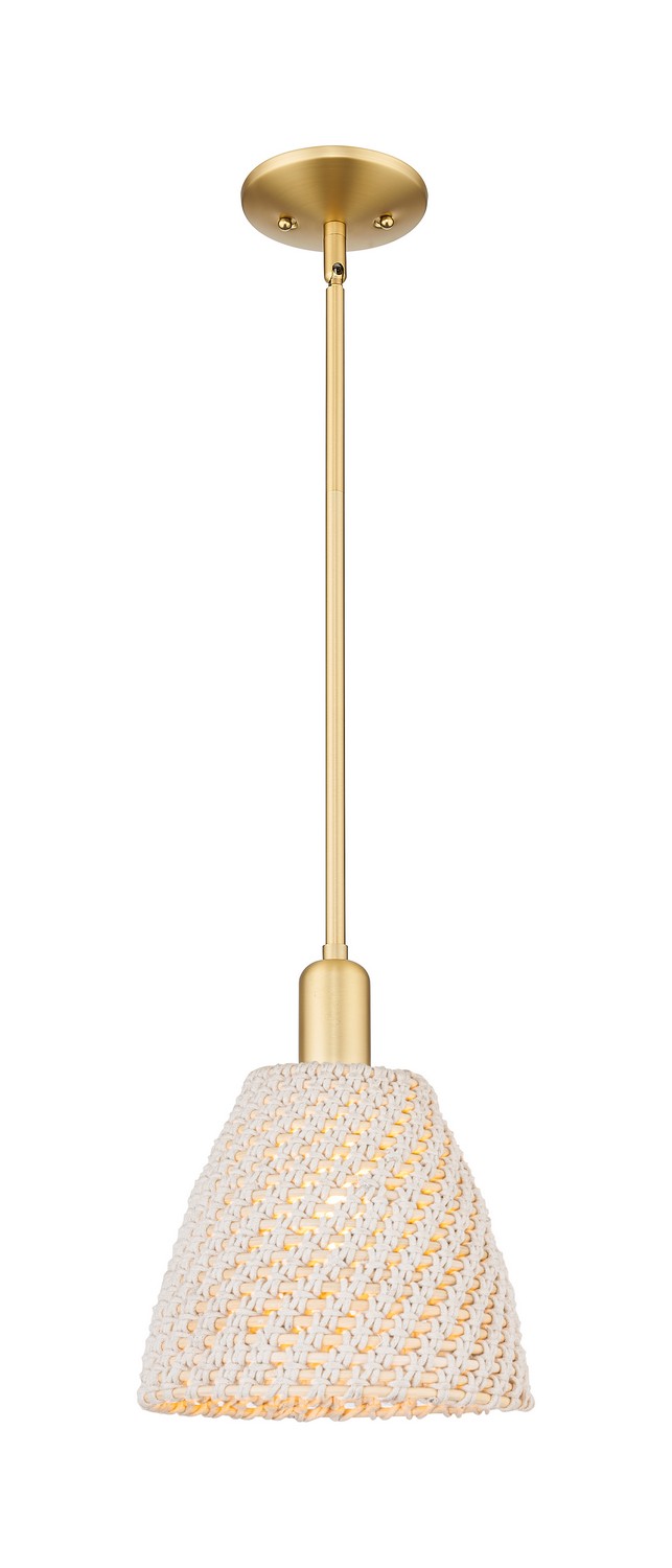 One Light Mini Pendant by Innovations - Arcadia Collection, Satin Gold Finish - 716-1S-SG-NBD-9-NAT