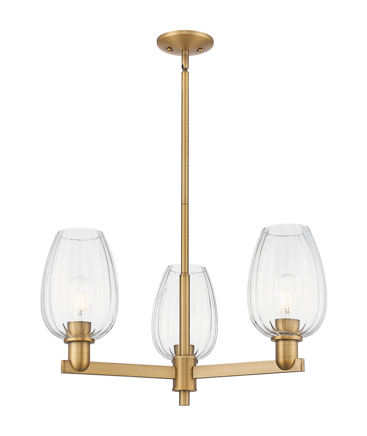 Three Light Pendant by Innovations - Arcadia Collection, Brushed Brass Finish - 716-3CR-BB-G457-6CL