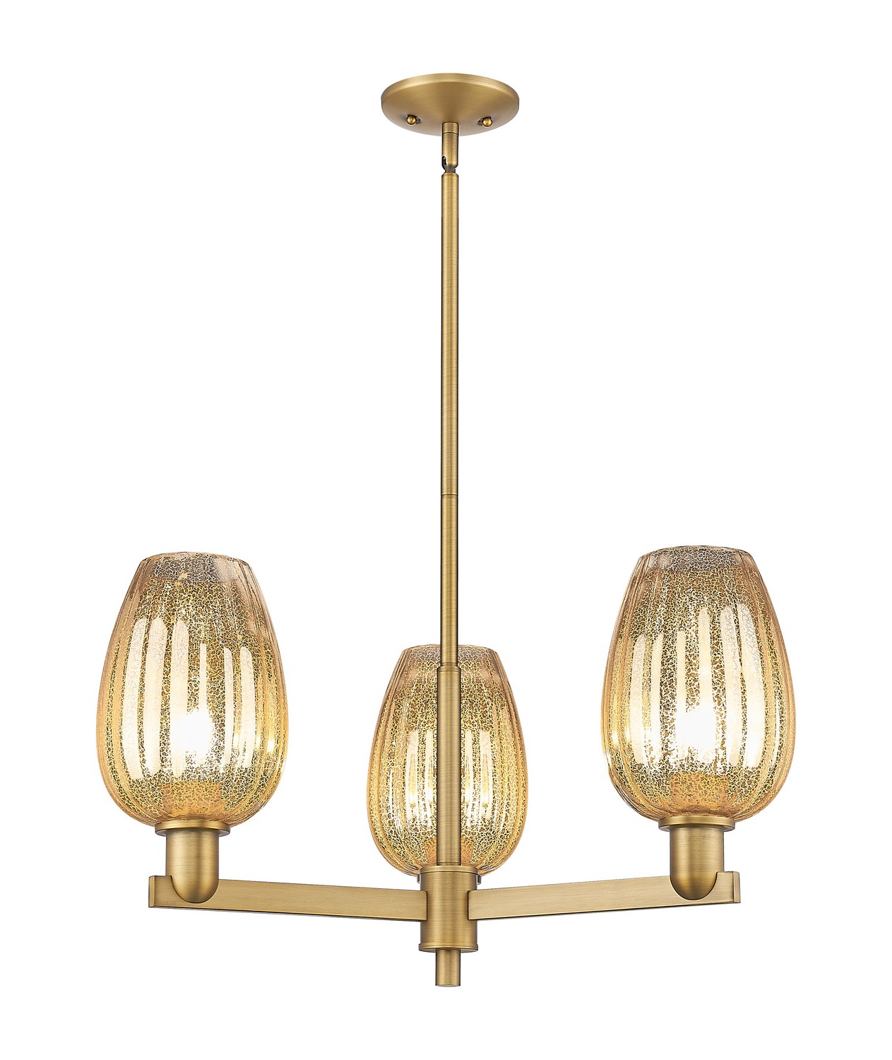 Three Light Pendant by Innovations - Arcadia Collection, Brushed Brass Finish - 716-3CR-BB-G457-6ME