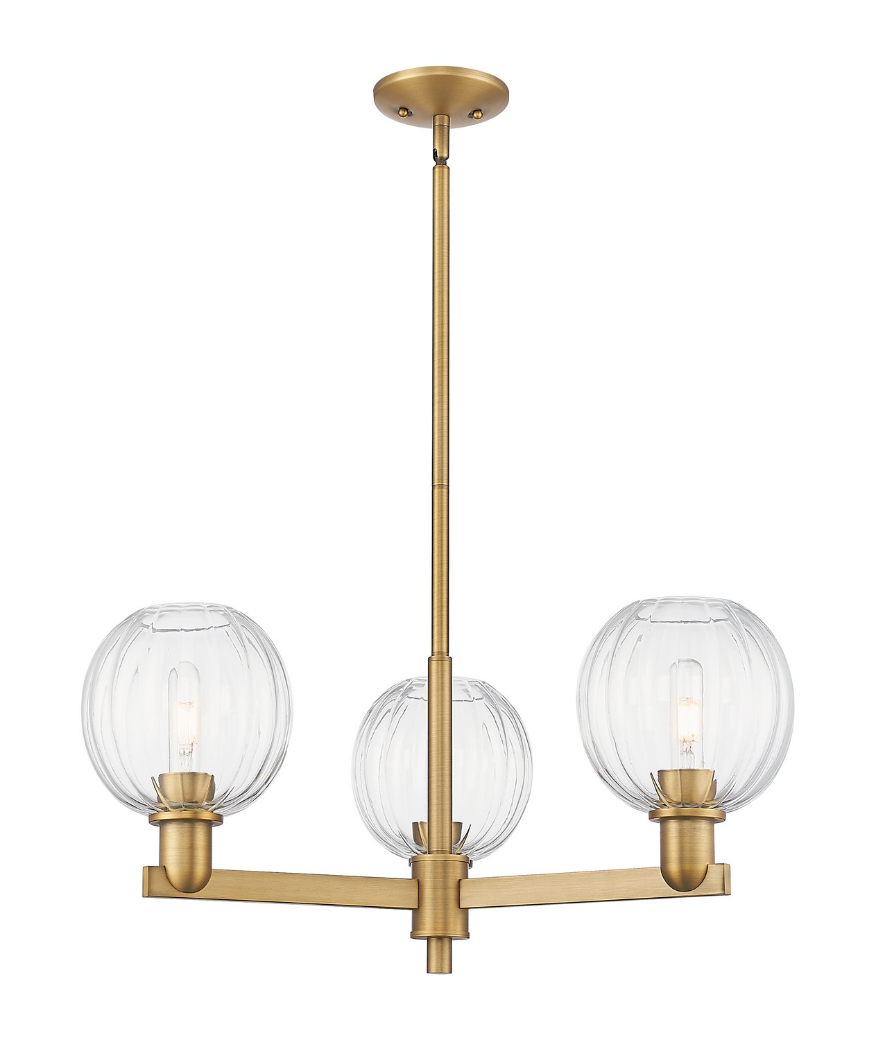 Three Light Pendant by Innovations - Arcadia Collection, Brushed Brass Finish - 716-3CR-BB-G458-7CL
