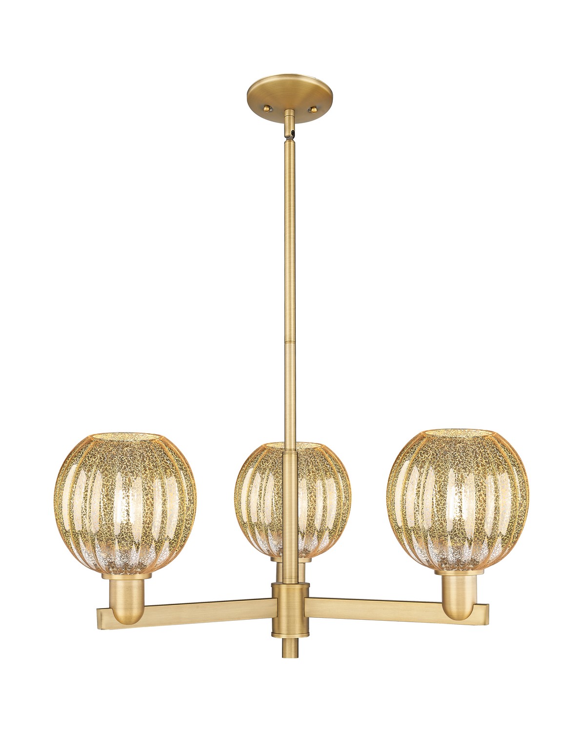 Three Light Pendant by Innovations - Arcadia Collection, Brushed Brass Finish - 716-3CR-BB-G458-7ME