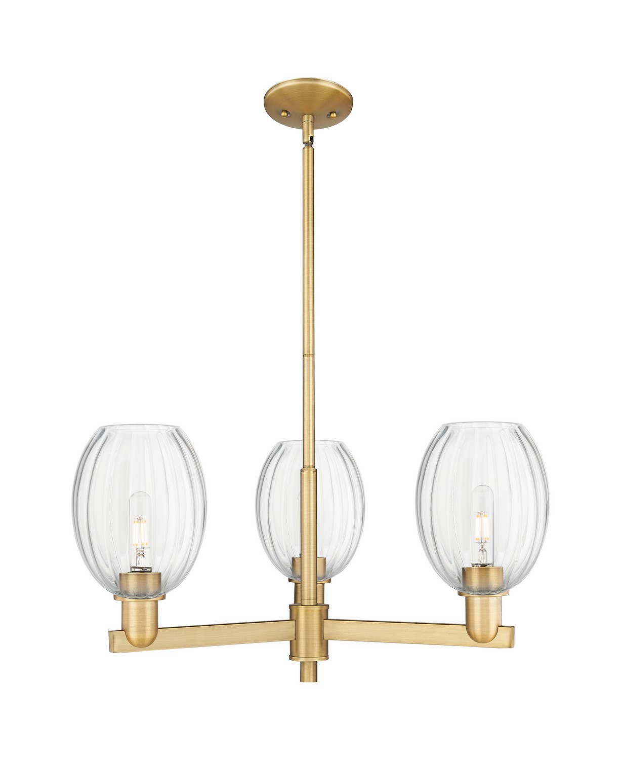 Three Light Pendant by Innovations - Arcadia Collection, Brushed Brass Finish - 716-3CR-BB-G459-6CL