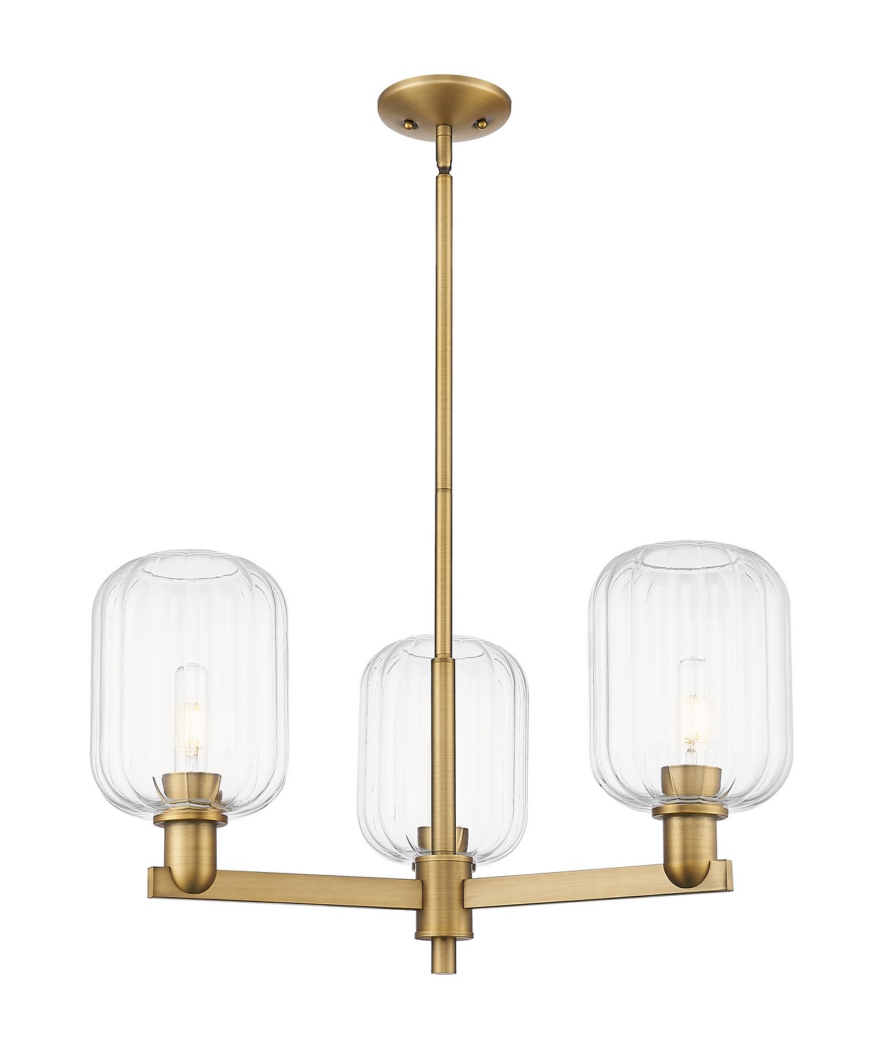 Three Light Pendant by Innovations - Arcadia Collection, Brushed Brass Finish - 716-3CR-BB-G460-7CL