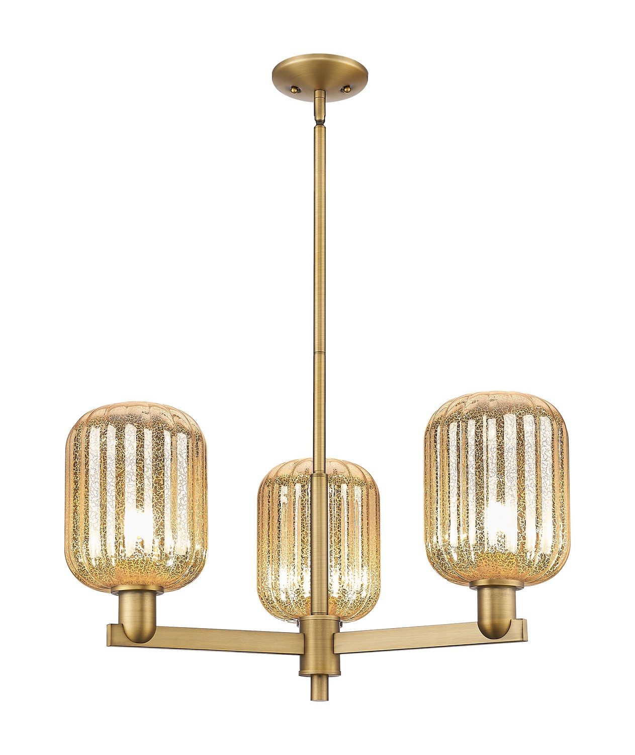 Three Light Pendant by Innovations - Arcadia Collection, Brushed Brass Finish - 716-3CR-BB-G460-7ME