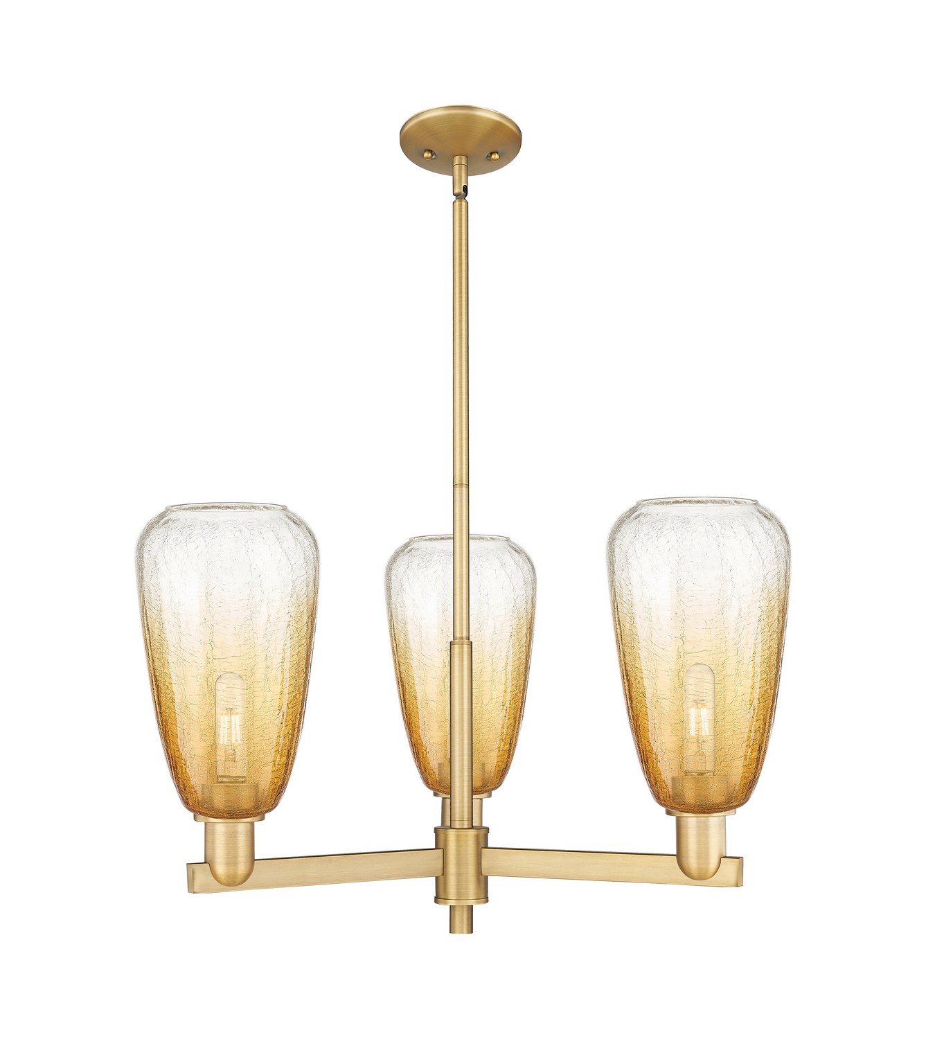 Three Light Pendant by Innovations - Arcadia Collection, Brushed Brass Finish - 716-3CR-BB-G480-6AM