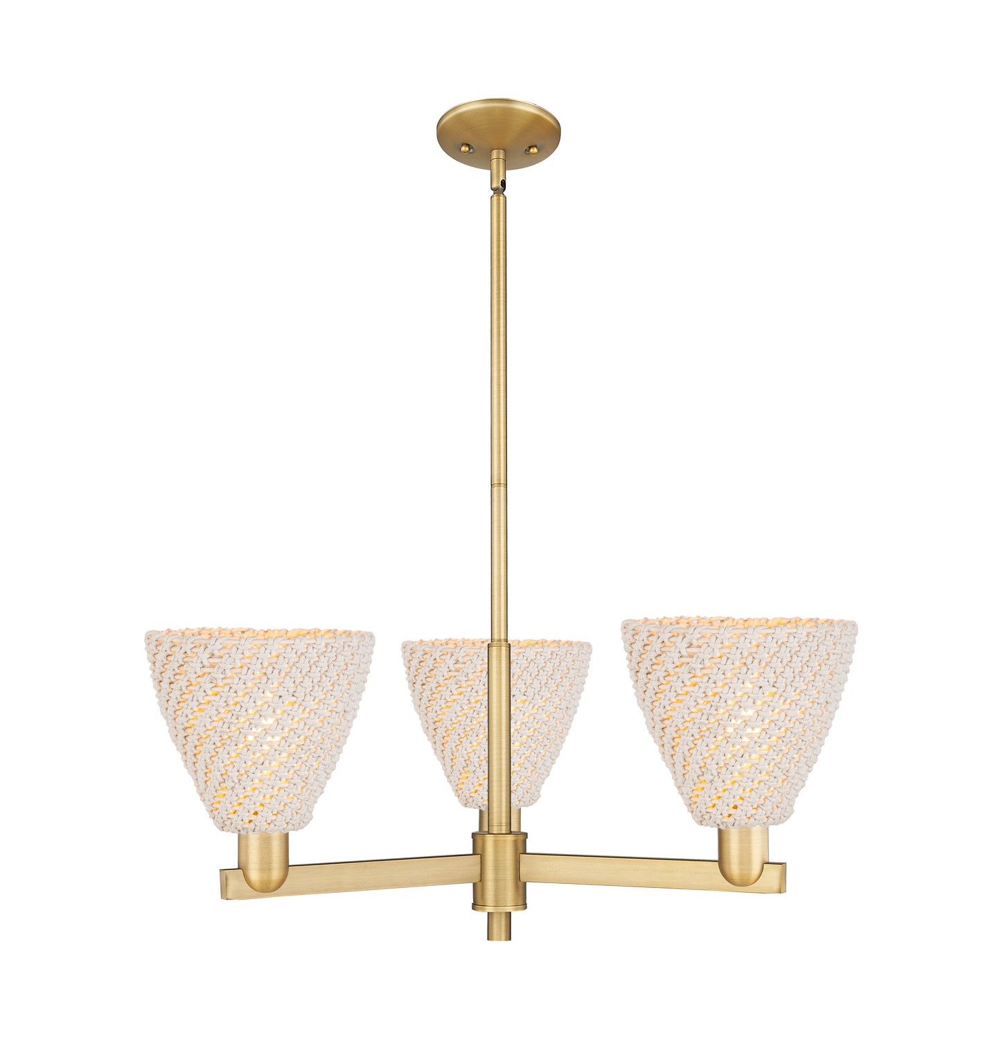 Three Light Pendant by Innovations - Arcadia Collection, Brushed Brass Finish - 716-3CR-BB-NBD-75-NAT