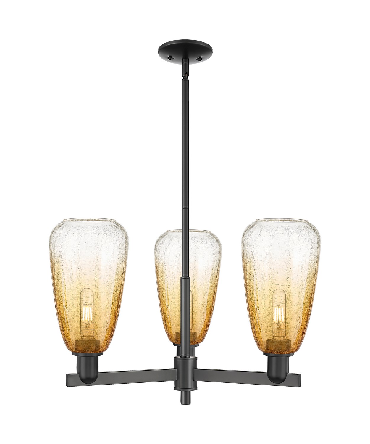 Three Light Pendant by Innovations - Arcadia Collection, Matte Black Finish - 716-3CR-BK-G480-6AM