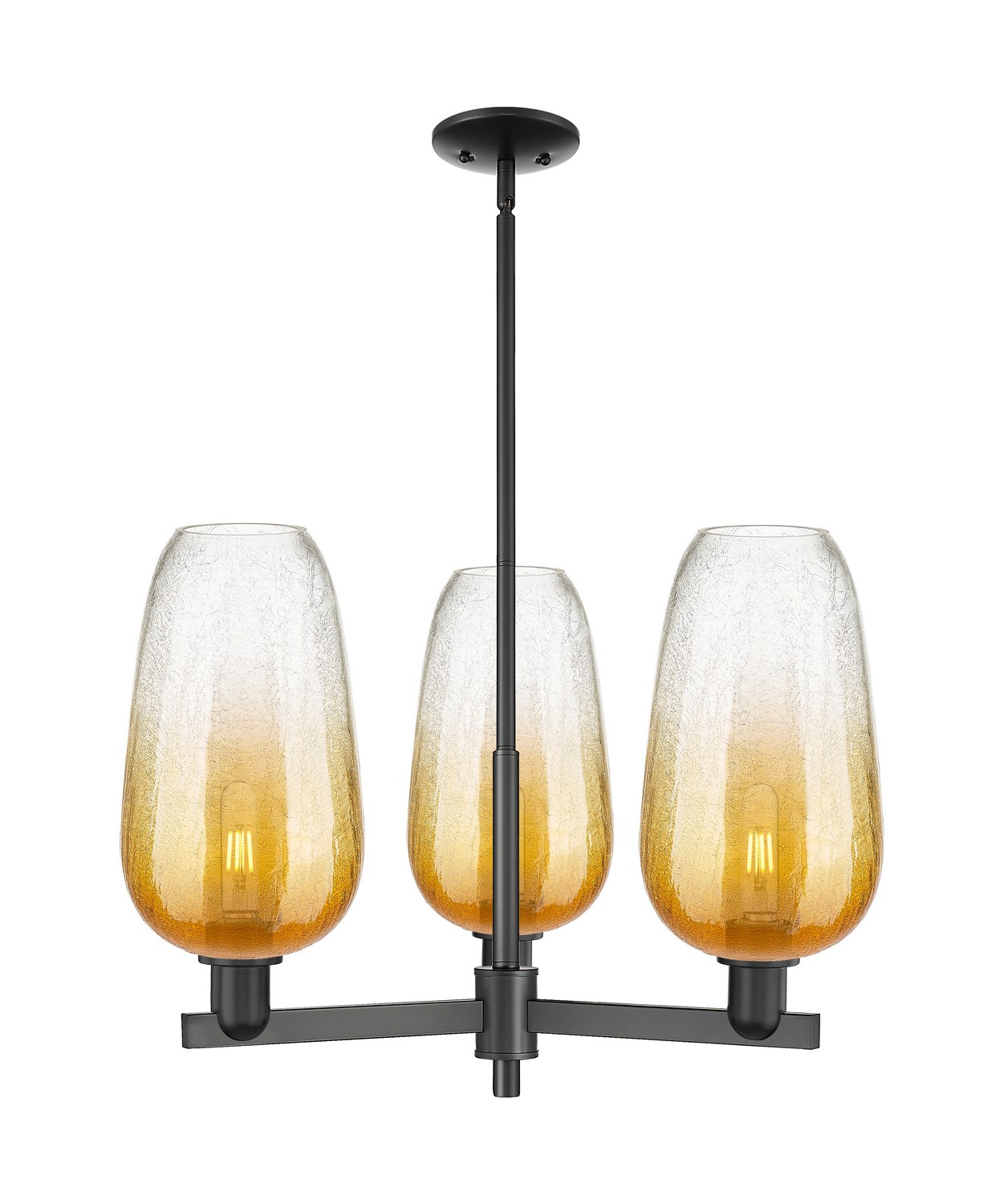 Three Light Pendant by Innovations - Arcadia Collection, Matte Black Finish - 716-3CR-BK-G484-7AM