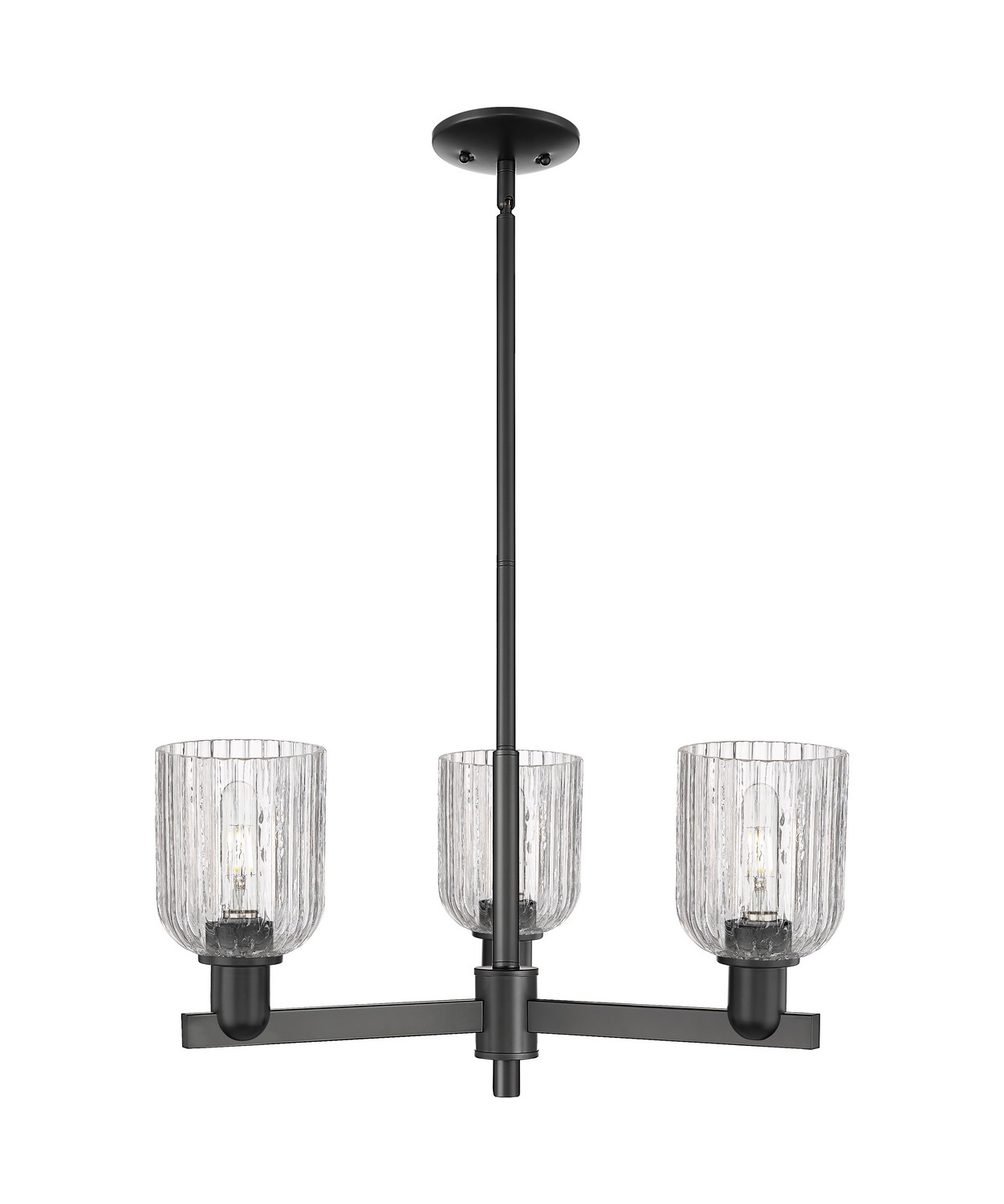 Three Light Pendant by Innovations - Arcadia Collection, Matte Black Finish - 716-3CR-BK-G559-5CL