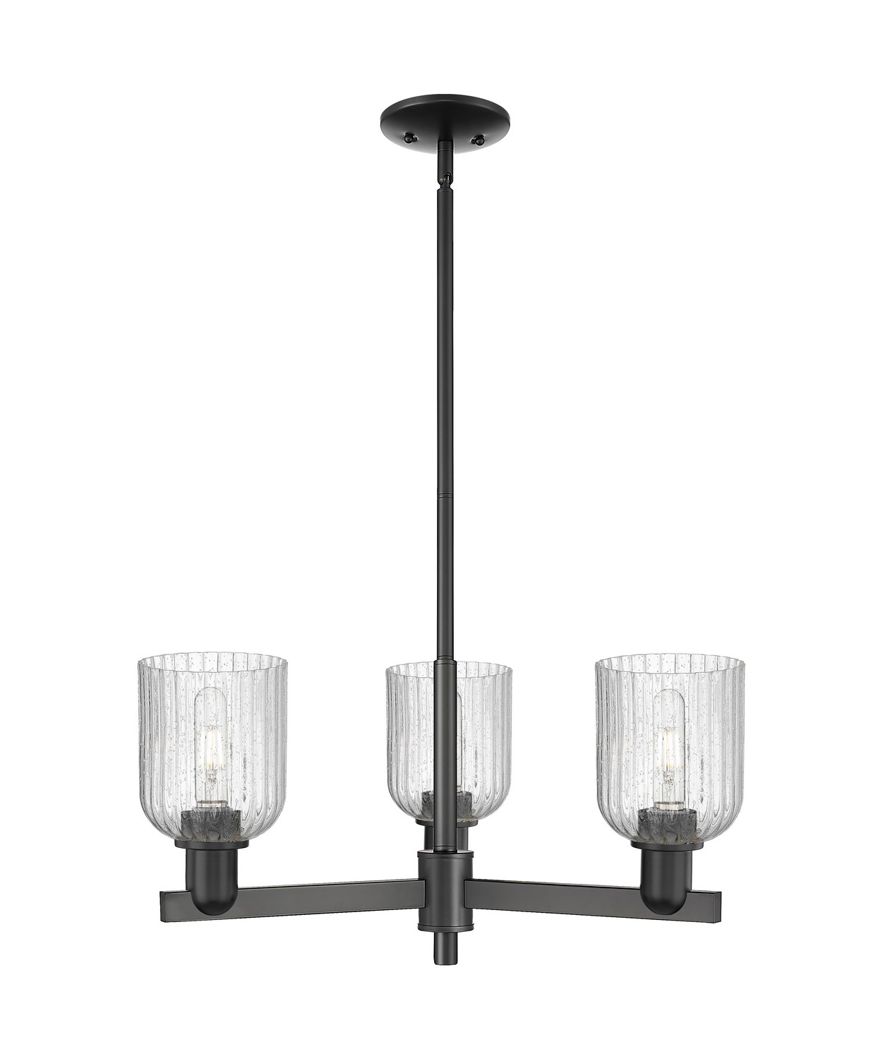 Three Light Pendant by Innovations - Arcadia Collection, Matte Black Finish - 716-3CR-BK-G559-5SDY